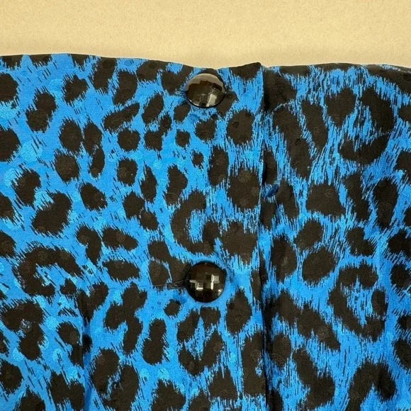 St Gillian Petites 100% Silk Animal Print Dress Womens Size 10 Floral Beading - Picture 11 of 13